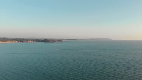 Panoramic-view-of-Palolem-beach-and-sea,-India