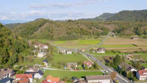 Aerial-view-of-a-small-town-of-Sittersdorf,-Austria