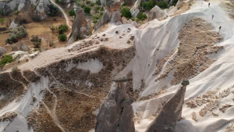 Cappadocia-Turkish-volcanic-sandstone-chimney-rock-formations-geological-landmark-aerial-birds-eye