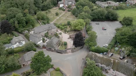 Rustic-Cockington-thatched-cottage-English-rural-countryside-village-streets-aerial-birseye-view