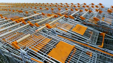 Close-up-panorama-of-shopping-trollies-lying-idle-at-the-mall-due-to-Covid