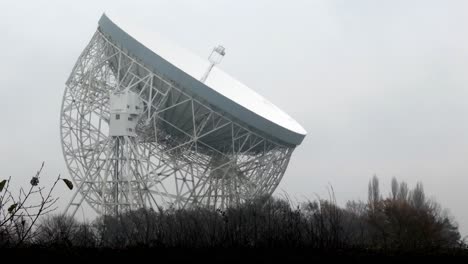 Lovell-astronomy-telescope-dish-misty-morning-science-technology-mid-shot