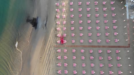 Drone-flight-over-a-colorfull-beach