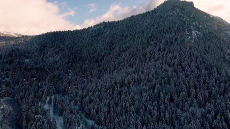 Blick-Auf-Abgelegenen-Wald-In-Der-Nähe-Der-Bergkette-Gegen-Bewölkten-Himmel-Am-American-Fork-Canyon-In-Den-Wasatch-bergen-Von-Utah,-Usa