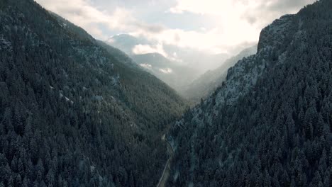 Aerial-view-of-the-snowed-Fork-Canyon-in-the-Wasatch-mountains-in-Utah