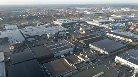 Beautiful-aerial-of-busy-industrial-area