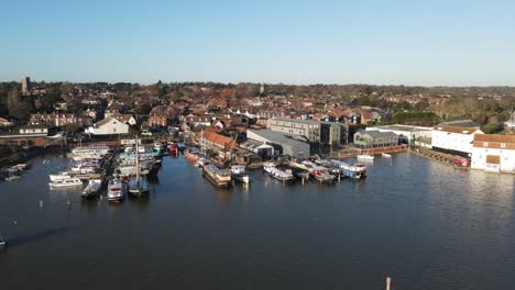 Woodbridge-harbour-quayside-pan-Suffolk-4K-Aerial