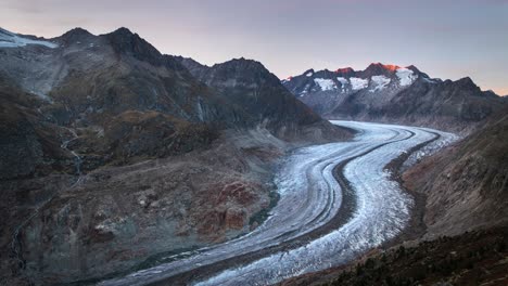 Tag-Nacht-Zeitraffer-Von-Europas-Größtem-Gletscher---Dem-Aletschgletscher-In-Der-Schweiz