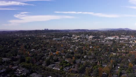 Wide-aerial-shot-of-Pasadena-with-Downtown-Los-Angeles-in-the-distance