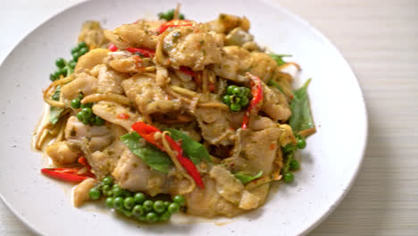 stir-fried-holy-basil-with-fish-and-herb---Asian-food-style