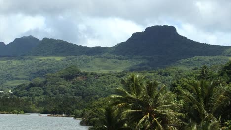 Landscape-of-Raiatea-with-mount-Tapioi-in-the-background,-French-Polynesia