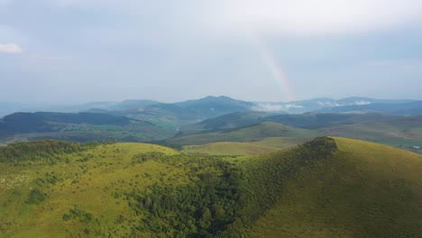 Aerial-View-of-Green-Hills-of-Pester-Plateau,-Mountain-Region-in-Western-Serbia-on-Summer-Day,-Drone-Shot