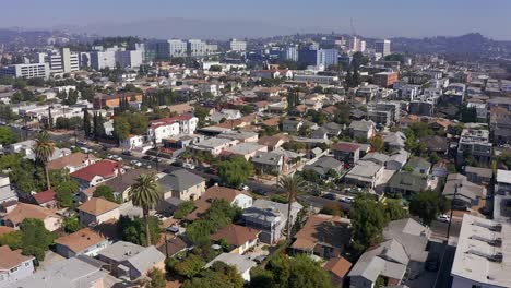 Aerial-wide-shot-of-East-Hollywood