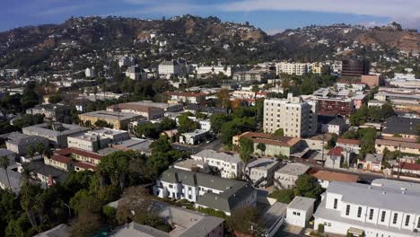 Low-aerial-panning-shot-of-West-Hollywood