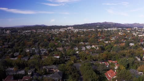 Wide-aerial-rising-shot-of-Pasadena-neighborhood