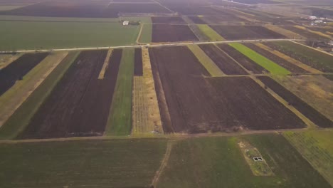 Aerial-View-Of-Vast-Fields-In-Vrancea,-Romania---orbiting-drone-shot