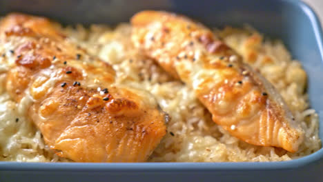 baked-salmon-with-cheese-and-spicy-miso-rice-bowl
