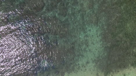 Top-down-view-on-rippled-turquoise-water-of-Pacific-Ocean-at-Maui-Island-coast