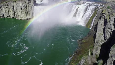 Drone-flying-into-rainbow-of-Shoshone-Falls-Idaho