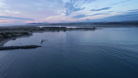 Peaceful-Scenery-Of-Nature---Coquille-River-And-Bullards-Beach-State-Park-During-Evening-Blue-Hour-In-Summer-At-Bandon-Oregon