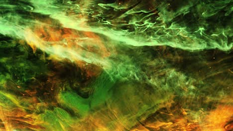 green-orange-nebula-clouds-move-together