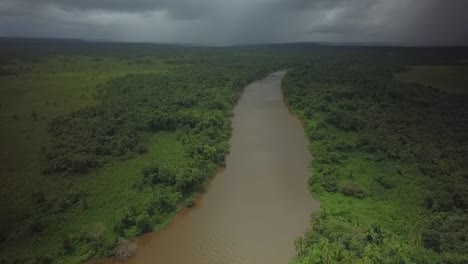Drone-view-of-the-orinoco-river-delta-with-stormy-and-cloudy-sky