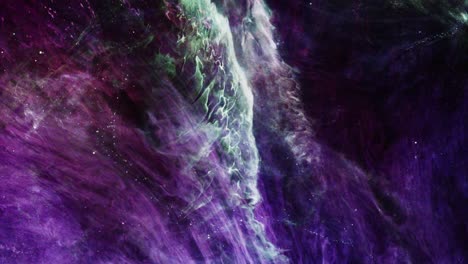 Klumpen-Von-Grünen-Und-Violetten-Nebelwolken,-Die-Sich-Im-Universum-Zusammen-Bewegen