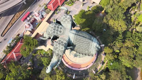 4k-top-down-Aerial-Erawan-Museum-in-Samut-Prakan-Province,-Thailand