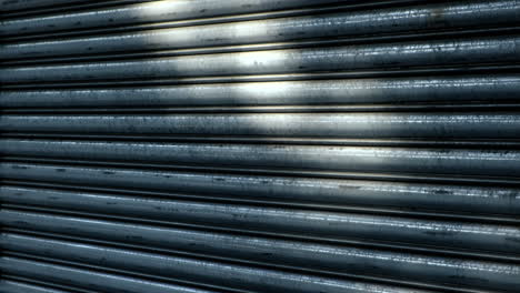 Metal-shutter-of-the-closed-shop-with-sunlight