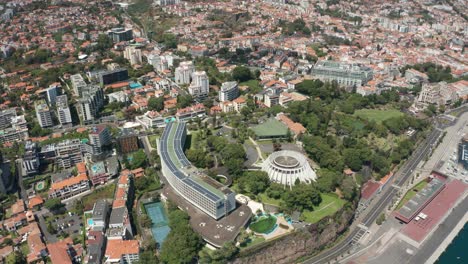 Aerial-above-charming-capital-city-Funchal-in-Madeira-on-summer-day