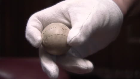 Old-Leather-Golf-Ball,-From-the-Early-Days-of-Sport,-Previously-Used-in-Competition