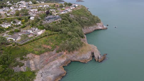 City-of-Torquay-on-Southwestern-coast-of-England,-Aerial-Drone-View