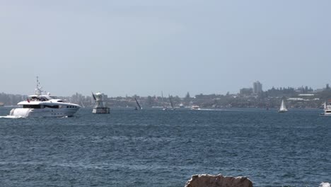 Un-Patio-Cruzando-La-Bahía-De-Tiburones-En-Sydney-Australia
