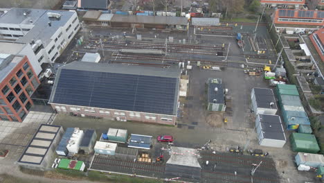 Jib-down-of-industrial-rooftop-filled-with-solar-panels