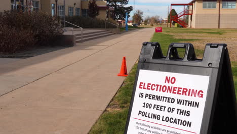 No-Electioneering-is-Permitted-Within-100-Feet-of-this-Polling-Location-Sign-with-In-Person-Voting-Sign-in-Background