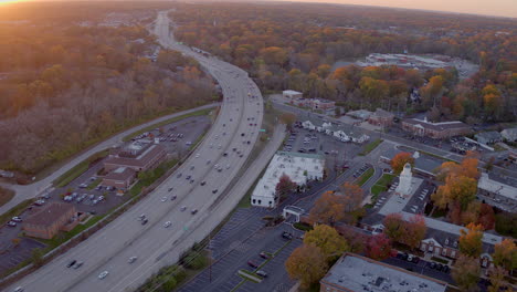 Aerial-view-of-highway-40-cutting-through-Ladue-in-St
