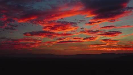 Silhouette-of-a-tree-on-a-colorful-sunset-drone-shot