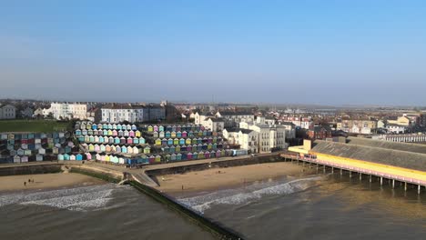 Walton-on-the-Naze-beach-huts-and-Pier-aerial-footage