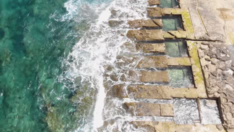 4k-footage-of-a-bird's-eye-view-of-the-Baths-of-Sliema-in-Malta