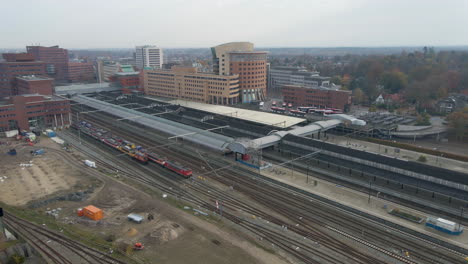 Aerial-overview-of-Amersfoort-Central-Station-with-parked-trains
