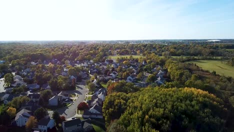 American-residential-neighborhoods-in-Westfield,-Indiana.-Aerial-Drone