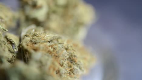 Close-up-macro-rotating-right-shot-of-ready-to-smoke-marjuana-weed-bud-that-were-grown-organically
