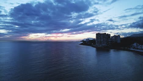 Cinemagraph-loop-of-aerial-view-of-the-shoreline-during-sunrise-or-sunset