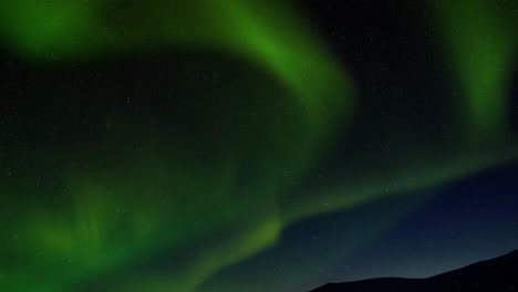 Aurora-Bei-Nacht-In-Einem-Klaren-Himmel-Vor-Dem-Vordergrund-Einer-Dunklen-Ebene