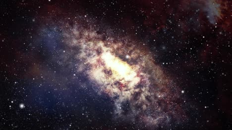 Die-Galaxie-Dreht-Sich-Im-Inneren-Des-Rötlichen-Wolkennebels,-Des-Universums