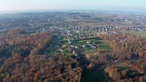 Town-Surrounded-by-Forest-and-Park-In-Autumn