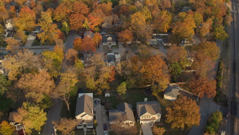Aerial-pull-back-over-beautiful-Kirkwood-neighborhood-in-St
