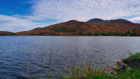Pan-Timelapse-by-a-lake-in-front-of-a-mountain