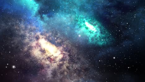 Zwei-Rotierende-Galaxien-Vor-Dem-Hintergrund-Von-Nebelwolken-Im-Universum