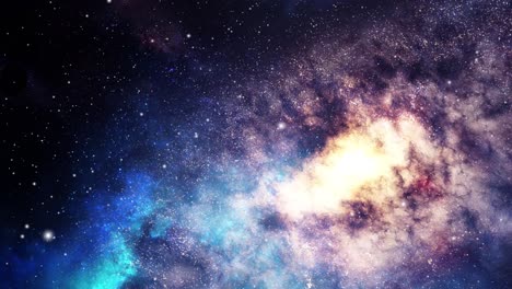 Die-Galaxie-Dreht-Sich-Vor-Einem-Hintergrund-Aus-Blauen-Nebelwolken-Und-Sternen-Im-Universum